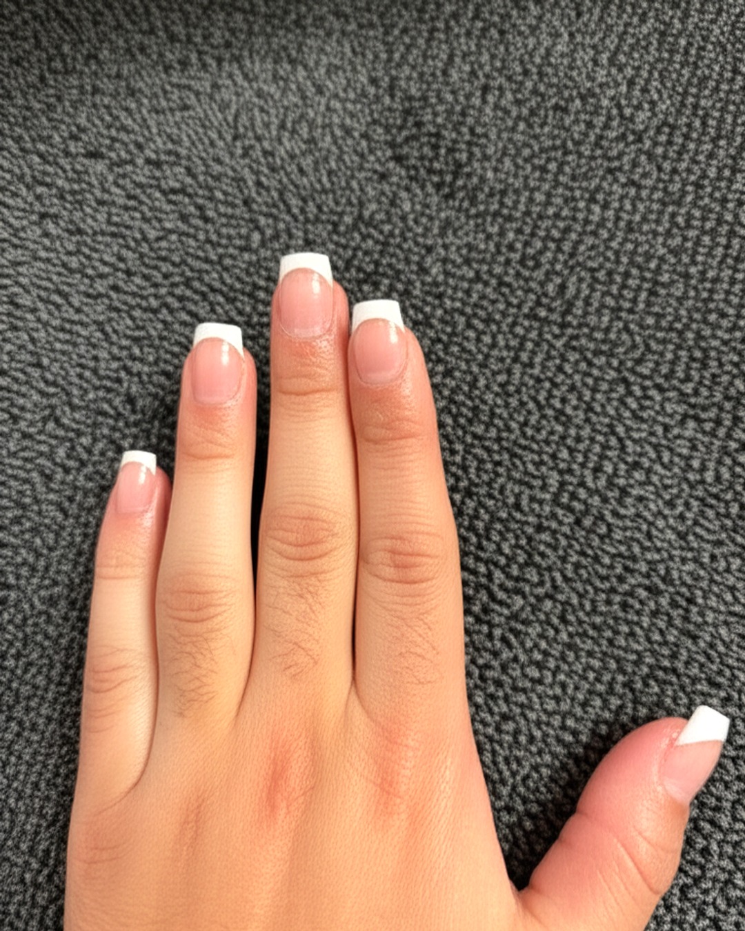 White French tips on short square nails